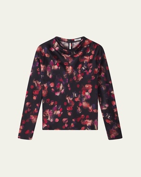 Georgia Abstract-Print Silk Top