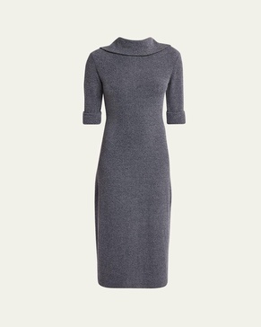Cerine Ribbed Boucle Midi Dress