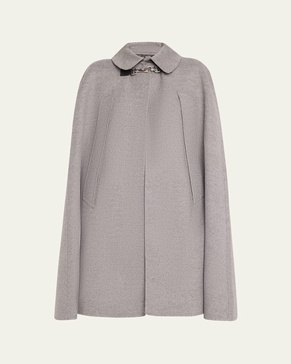 Clasp Closure Wool Cashmere Cape