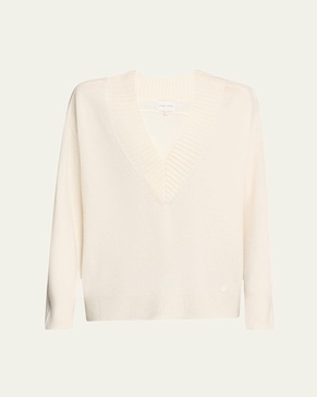 Sage Plunging V-Neck Cashmere Oversized Sweater
