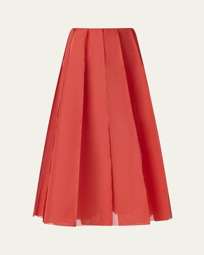 Dex Pleated Silk Midi Skirt