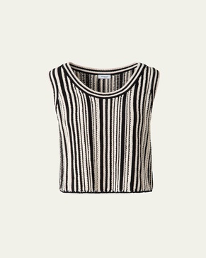 Crochet Knit Stripe Cropped Top