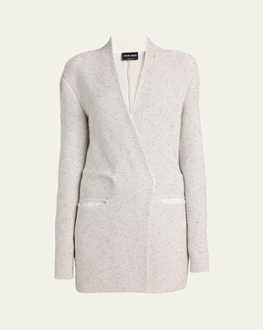 Metallic V-Neck Wool Jacket
