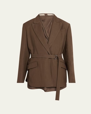 Belted Linen Twill Blazer