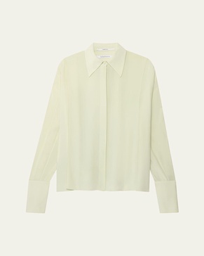 Convertible Pleated Silk Wrap Shirt