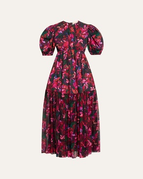 Collage Hibiscus Midi Dress