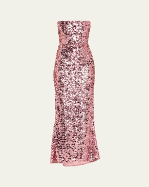 Farah Strapless Sequin Column Gown