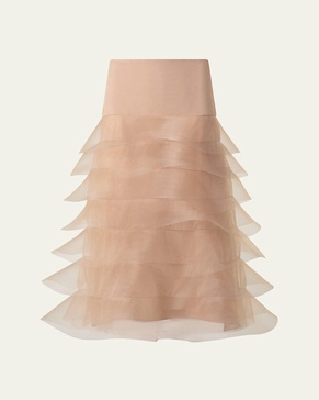 Ruffle Tulle Midi Skirt