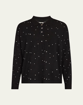 Men's Crystal-Embellished Polo Sweater