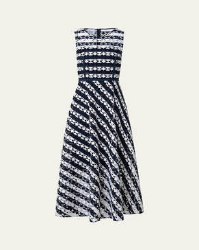 Dot Cut-Out Guipure Fit-Flare Midi Dress
