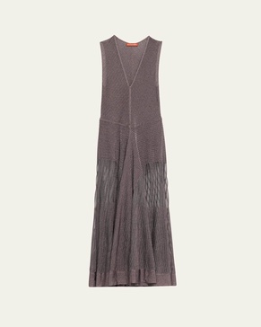 Keball Long Metallic V-Neck Dress