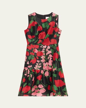 Floral Organza Flounce Hem Dress