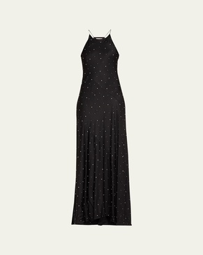 Sybil Stud-Embellished Halter Maxi Dress