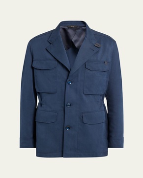 Men's Washed Silk Safari Jacket