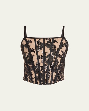 Cressida Floral Sequined Corset Top