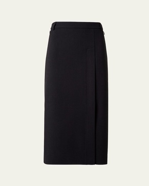 Pencil Wool Crepe Double-Face Skirt