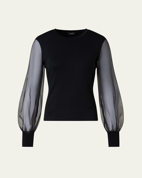 Organza Long Sleeve Knit Sweater