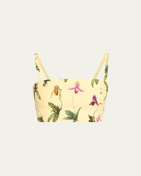 Orchid Print Poplin Cropped Tank