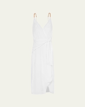 Solid Carly Midi Wrap Dress