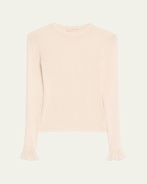 Aster Ribbed Ruffle-Cuff Top