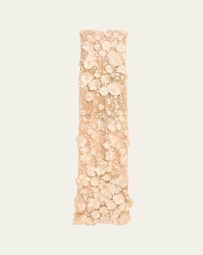 Jasmine Embroidered Strapless Column Gown