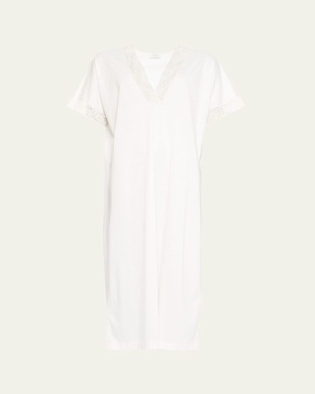 Cristal Lace-Trim Cotton Nightgown