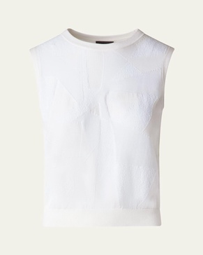 Cotton-Blend Jacquard Trapeze Rayonnant Knit Top