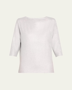 Soft Touch 3/4-Sleeve Metallic Jersey T-Shirt
