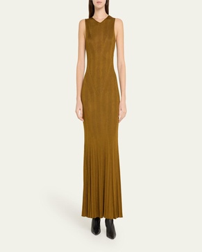 Silk Engineered Rib Sleeveless Maxi Dress