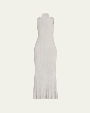 Arden Metallic Knit Turtleneck Maxi Dress
