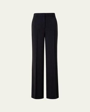 Pinstripe Straight Wool Trousers