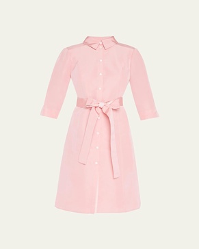 Faille 3/4-Sleeve Shirtdress