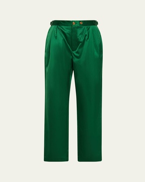 Men's Pleated Satin Trousers