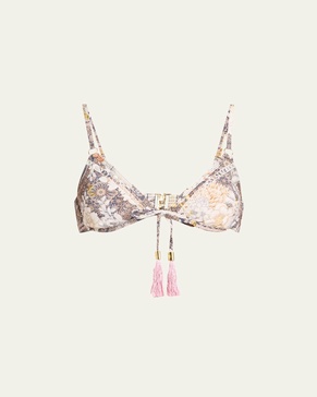 Crawford Floral Tassel-Tie Bikini Top