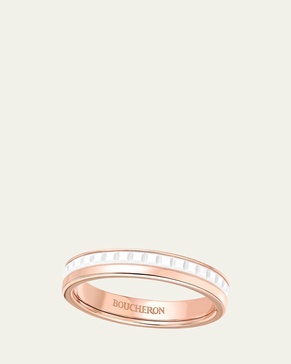 Quatre Wedding Band in Pink Gold with White Ceramic