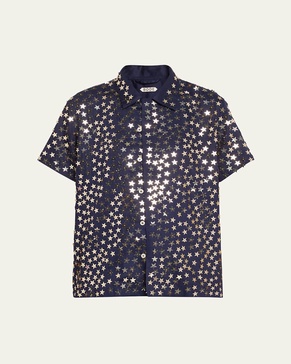 Sequin Spangled Star Button Down Shirt