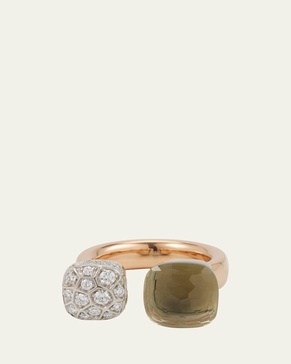 Nudo 18K Rose Gold Prasiolite and Diamond Between-The-Finger Ring