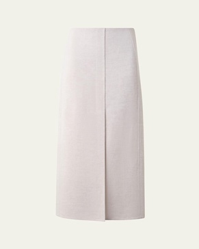 Twisted Linen Double-Face Midi Pencil Skirt