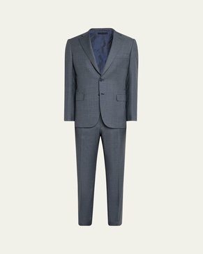 Men's Mini-Stitch Textured Wool Suit