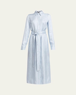 Hannah Stripe Silk Twill Ankle Dress