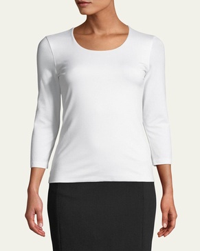 Fitted 3/4-Sleeve Stretch-Jersey Top