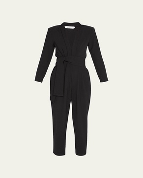 Kieran Belted Long-Sleeve Jumpsuit