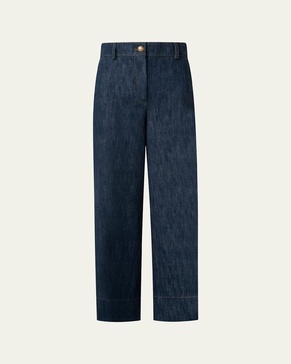 Chiara Wide Leg Cotton Wool Denim Pants