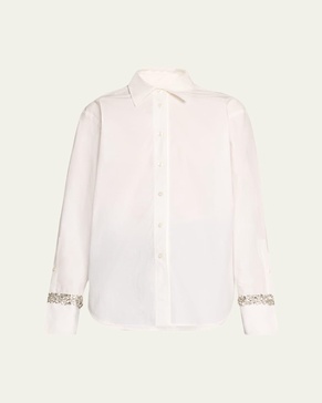 Calvin Embellished Button-Front Top