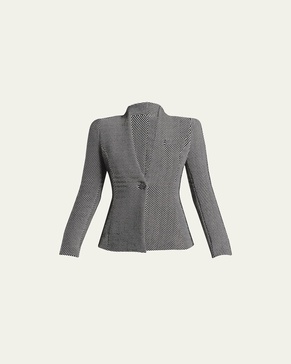 Diagonal Stripe Single-Breasted Jersey Jacket
