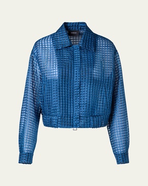 Wanda Organza Short Jacket with Window Plaid Embroidery