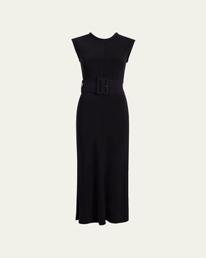 Belted Bias Midi Dress
