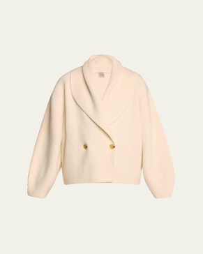 Oversized Shawl Double-Breasted Wool Cardigan