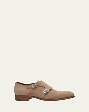 Men's Milano Leather Double-Monk Strap Loafers