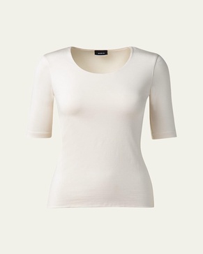 Scoop-Neck Silk Jersey T-Shirt